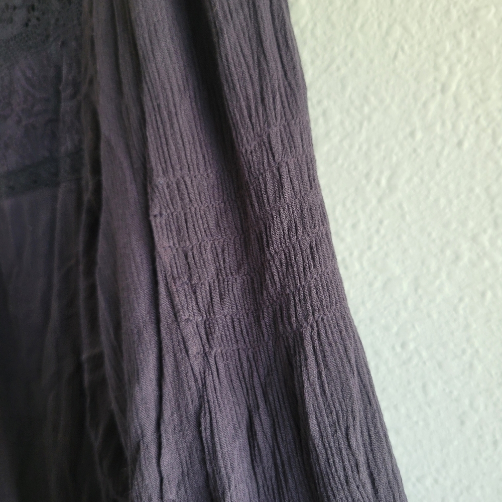 Free People Purple Bell Sleeve Tunic Dress Tie V-Neck Womens Size S - Picture 7 of 9